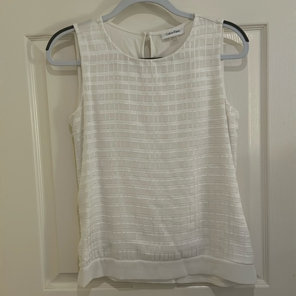 Calvin Klein White Dress Shirt Tank Top